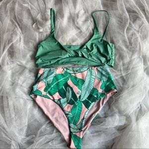 Tropical High Waisted Bikini Set